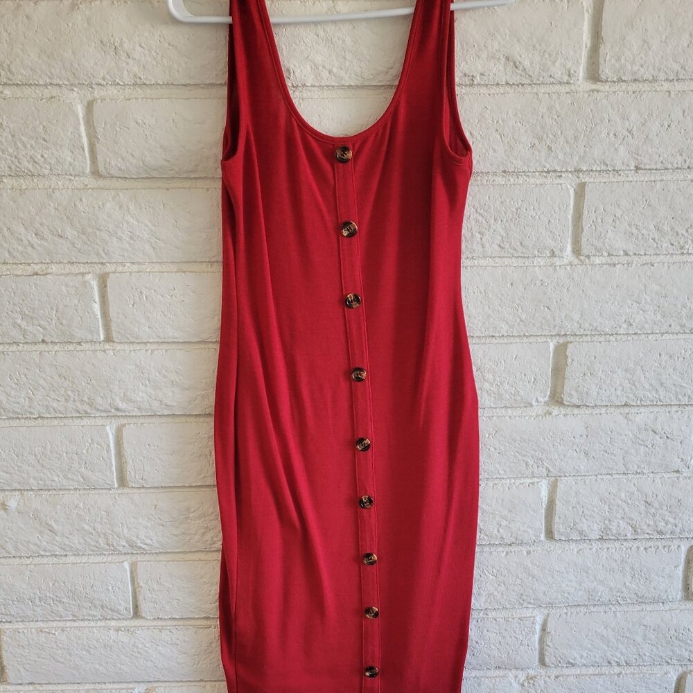 Red Bodycon Midi Dress Sz M